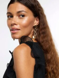 River Island Ruffle Mesh Plisse Mini Dress - Black -RIVE IS Clothing Shop VNTNV SQ4 0000000004 BLACK MDd