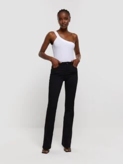 River Island Coated Bootcut Flared Jeans - Black -RIVE IS Clothing Shop VNTOD SQ3 0000000004 BLACK MDo