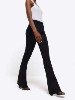 River Island Coated Bootcut Flared Jeans - Black -RIVE IS Clothing Shop VNTOD SQ4 0000000004 BLACK MDd