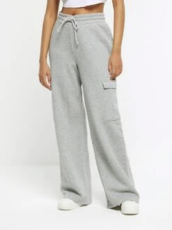 River Island Cargo Wide Leg Jogger - Grey