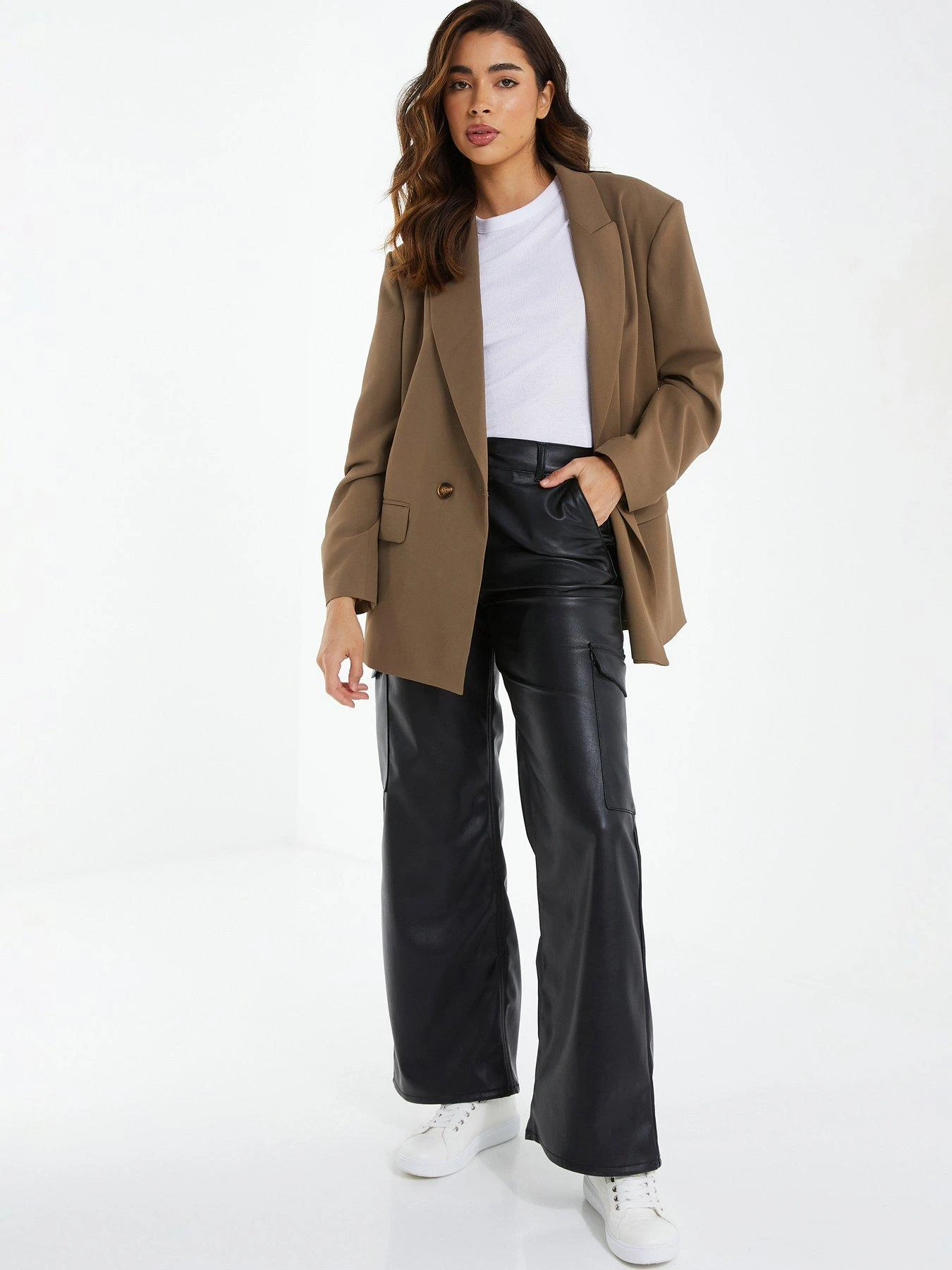 Quiz Black Faux Leather Cargo Trousers 5 Quiz Black Faux Leather Cargo Trousers - Image 3