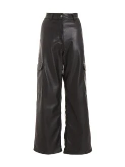 Quiz Black Faux Leather Cargo Trousers 12 Quiz Black Faux Leather Cargo Trousers -RIVE IS Clothing Shop VNVFO SQ5 0000000004 BLACK MDd1
