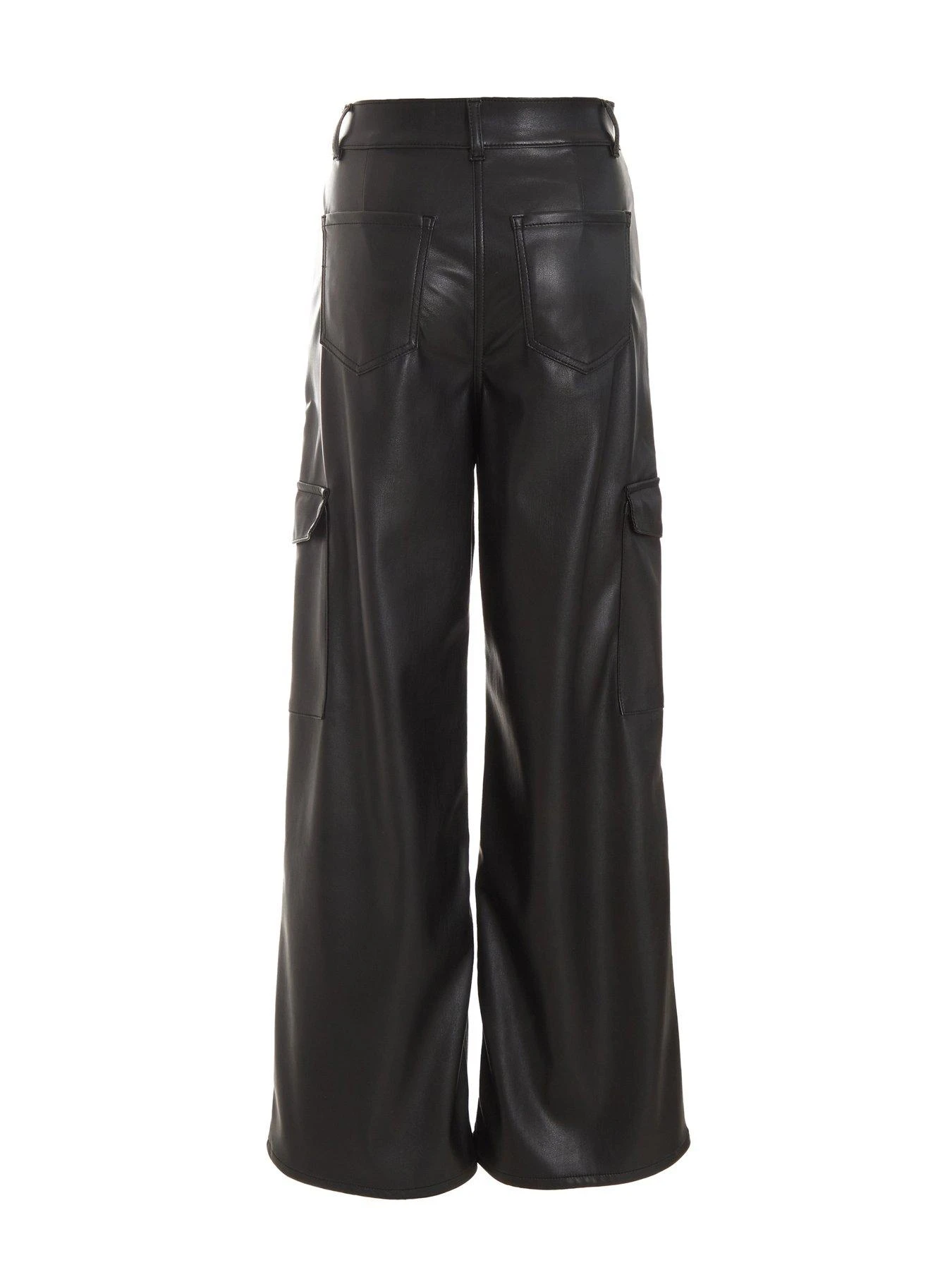 Quiz Black Faux Leather Cargo Trousers 8 Quiz Black Faux Leather Cargo Trousers - Image 6