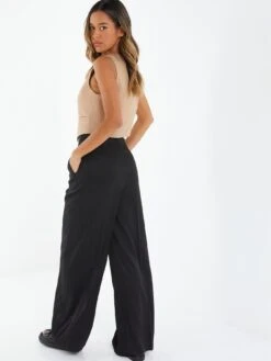 Quiz Black Wide Leg Tailored Trousers -RIVE IS Clothing Shop VNVG6 SQ2 0000000004 BLACK MDb