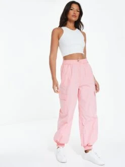 Quiz Pink Parachute Cargo Trouser