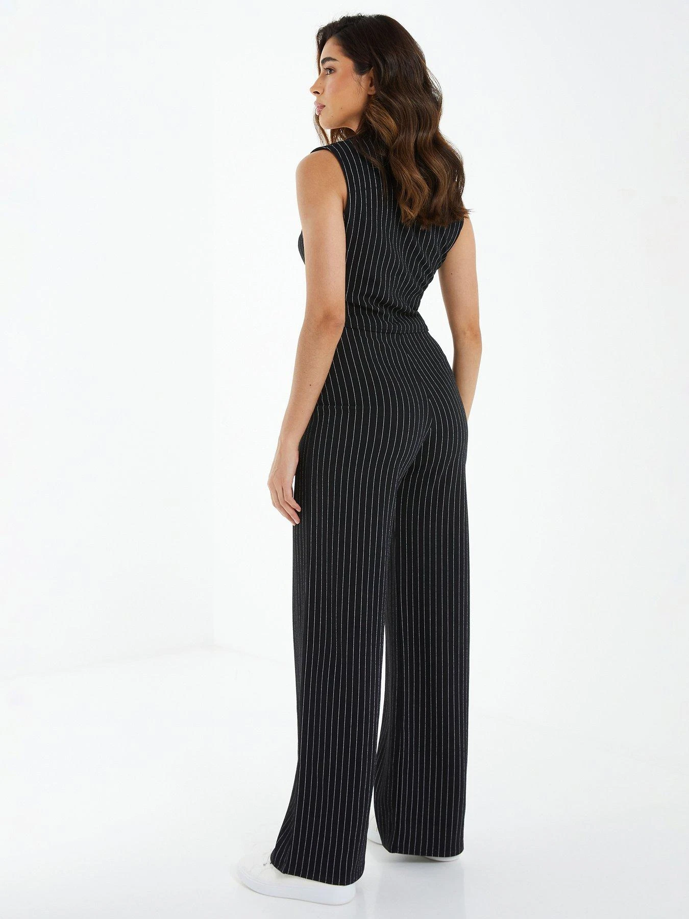 Quiz Black Pinstripe Palazzo Trousers 4 Quiz Black Pinstripe Palazzo Trousers - Image 2