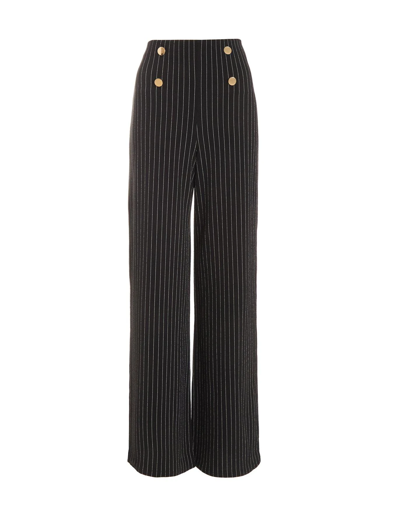 Quiz Black Pinstripe Palazzo Trousers 7 Quiz Black Pinstripe Palazzo Trousers - Image 5
