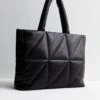 New Look Black Leather-Look Diamond Puffer Tote Bag -RIVE IS Clothing Shop VNWLK SQ1 0000000004 BLACK SLf