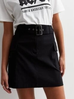 New Look Black Belted Utility Mini Skirt -RIVE IS Clothing Shop VNWMW SQ5 0000000004 BLACK MDd1