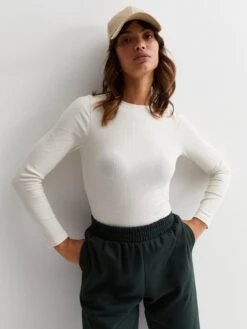 New Look 2 Pack Black And Cream Ribbed Long Sleeve Bodysuits -RIVE IS Clothing Shop VNWN4 SQ3 0000000013 WHITE MDo