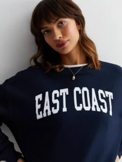 New Look Navy East Coast Logo Crew Neck Sweatshirt -RIVE IS Clothing Shop VNWT2 SQ4 0000000020 BLUE MDd