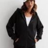 New Look Black Zip Through Relaxed Fit Hoodie