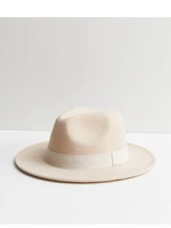 New Look Cream Ribbon Trim Fedora
