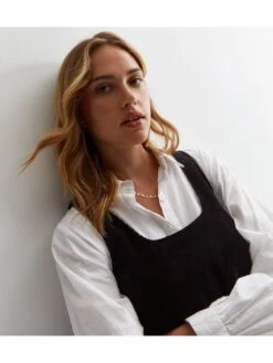 New Look Black Cord Mini Pinafore Dress -RIVE IS Clothing Shop VNWU0 SQ4 0000000004 BLACK MDd