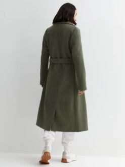 New Look Khaki Longline Belted Coat -RIVE IS Clothing Shop VNWUK SQ2 0000005579 DARK KHAKI MDb