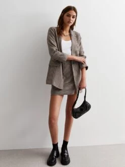 New Look Brown Heritage Check Button Up Blazer -RIVE IS Clothing Shop VNWVV SQ3 0000000270 PRINT MDo