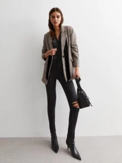 New Look Brown Heritage Check Button Up Blazer -RIVE IS Clothing Shop VNWVV SQ5 0000000270 PRINT MDd1