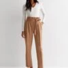 New Look Camel High Waist Paperbag Trousers