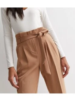 New Look Camel High Waist Paperbag Trousers -RIVE IS Clothing Shop VNWVY SQ4 0000001277 LIGHT BROWN MDd