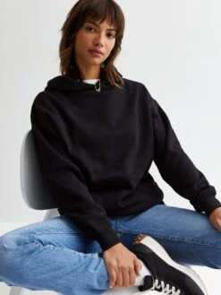 New Look Black Pocket Front Hoodie