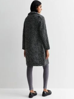 New Look Black Textured Long Coat -RIVE IS Clothing Shop VNX1H SQ2 0000000004 BLACK MDb