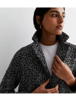 New Look Black Textured Long Coat -RIVE IS Clothing Shop VNX1H SQ4 0000000004 BLACK MDd