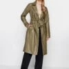 Long Tall Sally Olive Pu Trench Coat