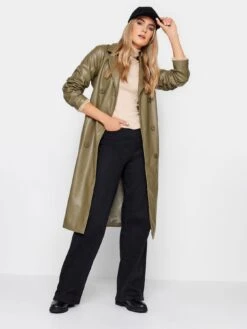 Long Tall Sally Olive Pu Trench Coat -RIVE IS Clothing Shop VO4R0 SQ3 0000000047 GREEN MDo