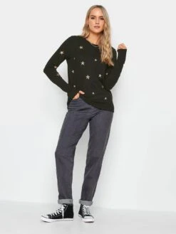 Long Tall Sally All Over Star Printed Jumper 8 Long Tall Sally All Over Star Printed Jumper -RIVE IS Clothing Shop VO4RT SQ3 0000000004 BLACK MDo
