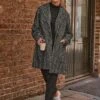 Yours Midi City Coat Herringbone Mono