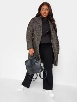 Yours Midi City Coat Herringbone Mono -RIVE IS Clothing Shop VO4RY SQ3 0000000004 BLACK MDo