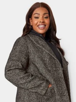 Yours Midi City Coat Herringbone Mono -RIVE IS Clothing Shop VO4RY SQ4 0000000004 BLACK MDd