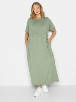 Yours Throw On Pocket Dress Khaki -RIVE IS Clothing Shop VO4S3 SQ3 0000000047 GREEN MDo