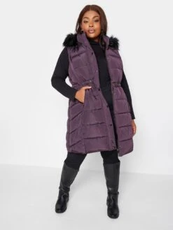 Yours Midi Padded Gilet - Purple