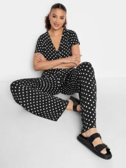 Long Tall Sally Black White Spot Wrap Jumpsuit -RIVE IS Clothing Shop VO4T7 SQ4 0000000004 BLACK MDd