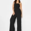 Long Tall Sally Black Ocean Crepe Wrap Jumpsuit