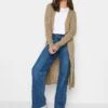 Long Tall Sally Natural Longline Rib Button Cardigan