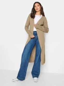 Long Tall Sally Natural Longline Rib Button Cardigan -RIVE IS Clothing Shop VO4UC SQ3 0000000003 NATURAL MDo