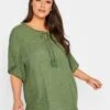 Yours Khaki Woven Front Emb Gypsy Top -RIVE IS Clothing Shop VO4ZX SQ1 0000000047 GREEN MDf