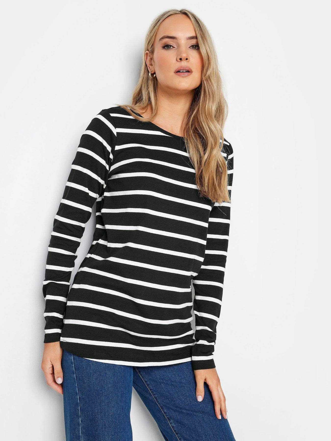 Long Tall Sally 2 Pack Crew Neck Tee Black, Stripe 3 Long Tall Sally 2 Pack Crew Neck Tee Black, Stripe