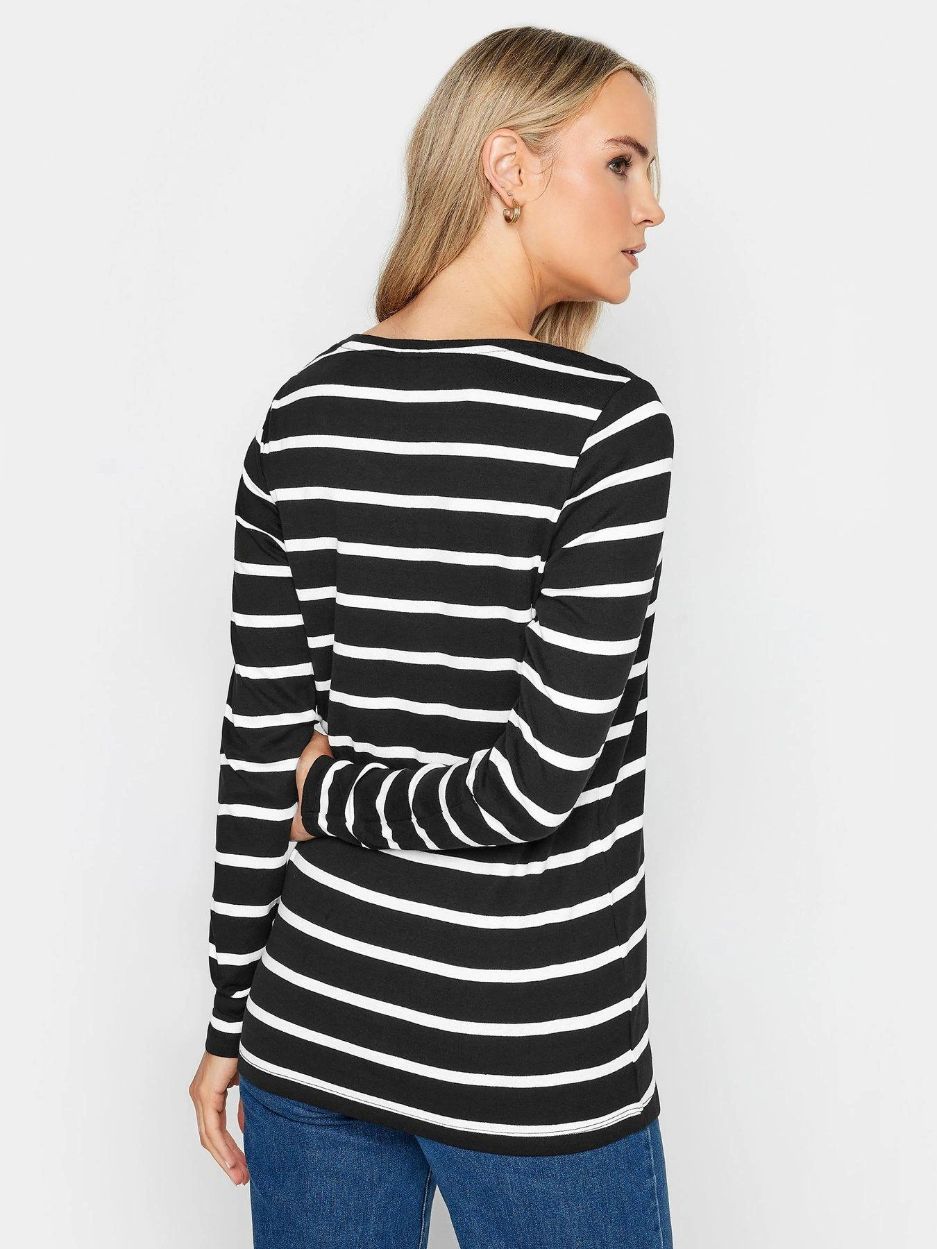 Long Tall Sally 2 Pack Crew Neck Tee Black, Stripe 4 Long Tall Sally 2 Pack Crew Neck Tee Black, Stripe - Image 2