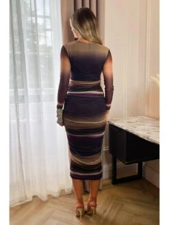 AX Paris Ruched Ombre Mesh Midi Dress - Plum -RIVE IS Clothing Shop VO53C SQ4 0000000039 PURPLE MDd