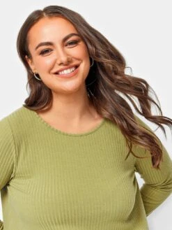 Yours Long Sleeve Rib Swing Top. Chartreuse -RIVE IS Clothing Shop VO54D SQ4 0000000047 GREEN MDd