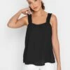 Long Tall Sally Black Ruched Strap Swing Cami -RIVE IS Clothing Shop VO54Y SQ1 0000000004 BLACK MDf