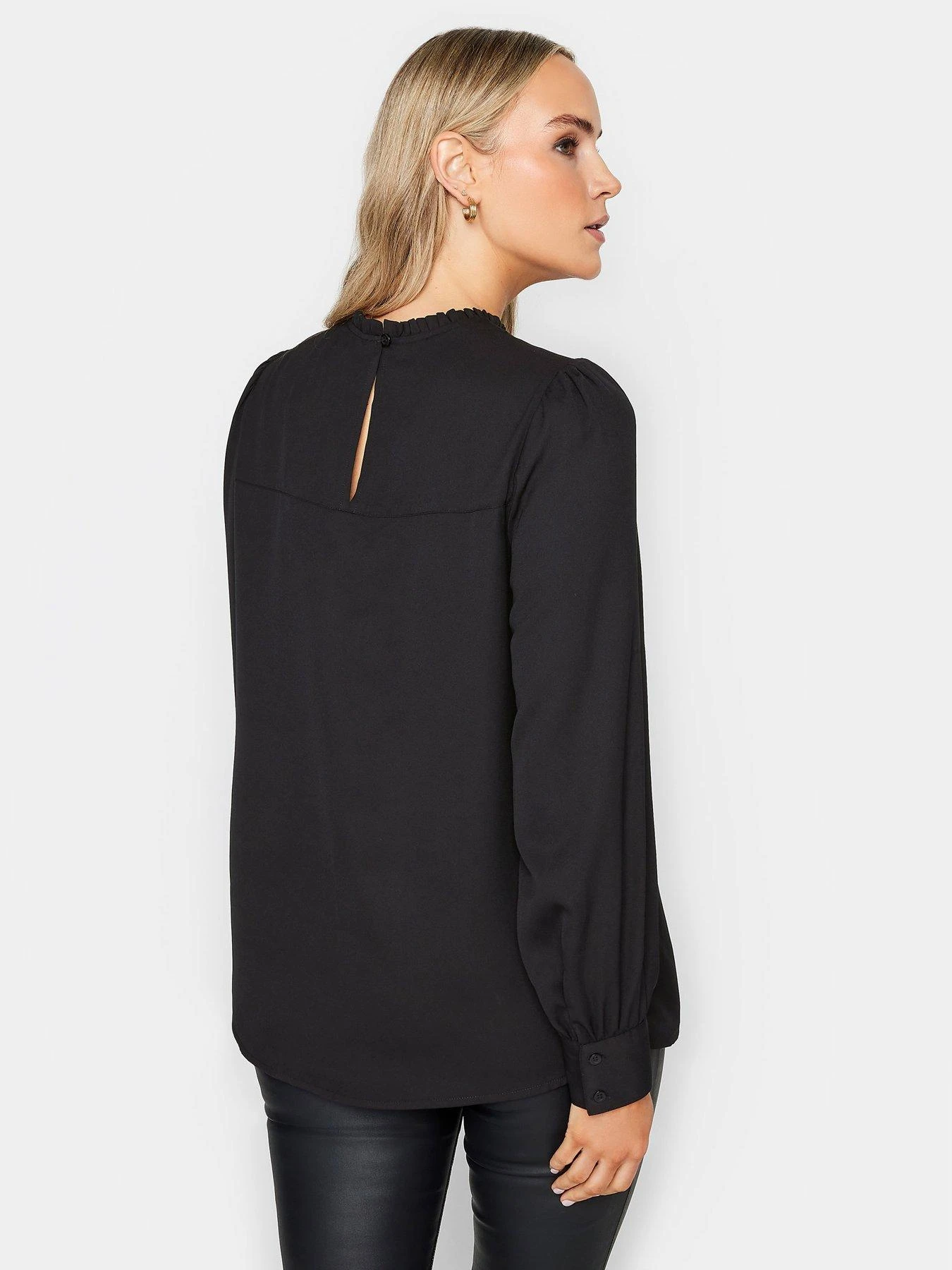 Long Tall Sally Black Lace Insert Pleat Blouse 4 Long Tall Sally Black Lace Insert Pleat Blouse - Image 2