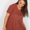 Yours Short Sleeve Rib Swing Top Rust