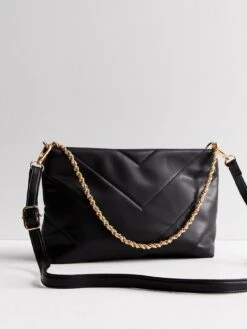New Look Black Quilted Chain Cross Body Bag
