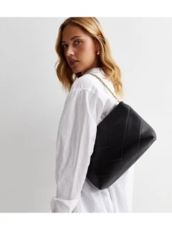 New Look Black Quilted Chain Cross Body Bag -RIVE IS Clothing Shop VO5JU SQ5 0000000004 BLACK SLi
