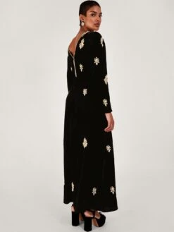 Monsoon Vanessa Velvet Embroidered Maxi - Black -RIVE IS Clothing Shop VO5LH SQ2 0000000004 BLACK MDb