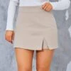 In The Style Perrie Sian Split Detail Mini Skort - Taupe